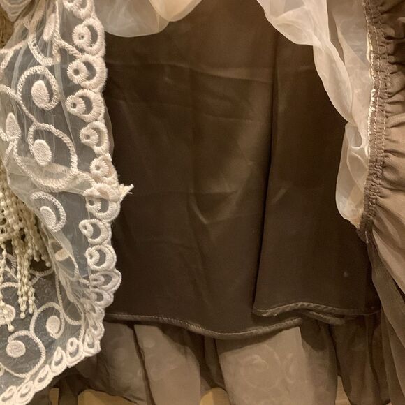 Ryu Women’s Brown Cream Strapless Lined Lace Evening Formal Bandeau Dress Size S - Picture 9 of 13